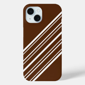Funda Para iPhone 15 Marrón chocolate con franjas blancas