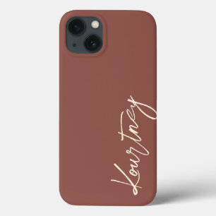 Funda Para iPhone 13 Marrón Nombre de guión Minimalista Funda-Mamáes pe