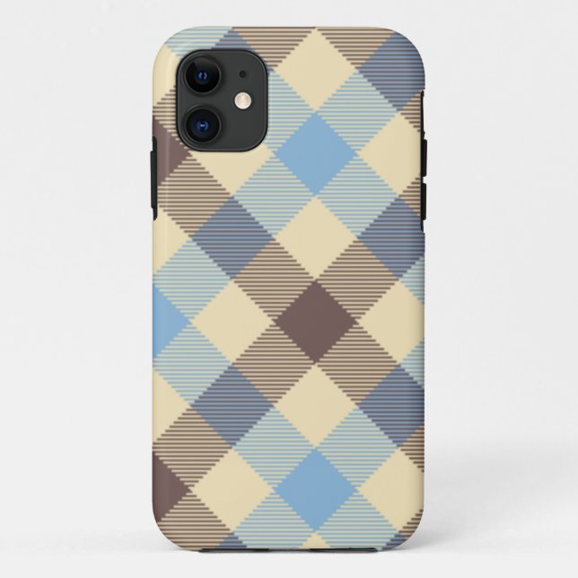 Funda De Case-Mate Para iPhone Marrón y azul de tartán (Reverso)