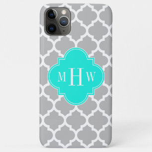 Funda Para iPhone 11 Pro Max Marroquí blanco gris #5 Brt Aqua 3 Monograma inici