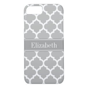 Funda Para iPhone 8/7 Marroquí blanco gris #5 Nombre gris oscuro Monogra