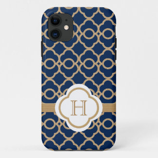 Funda Para iPhone 11 Marroquí del oro de los azules marinos del