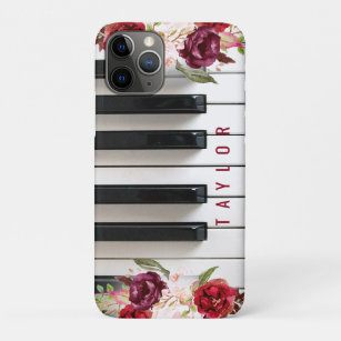Funda Para iPhone 11 Pro marsala flor pianista música de nombre personaliza