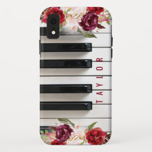 Funda Para iPhone XR marsala flor pianista música de nombre personaliza
