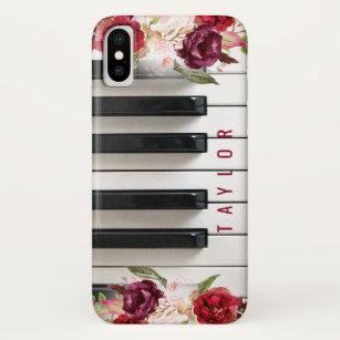 Funda Para iPhone X marsala flor pianista música de nombre personaliza