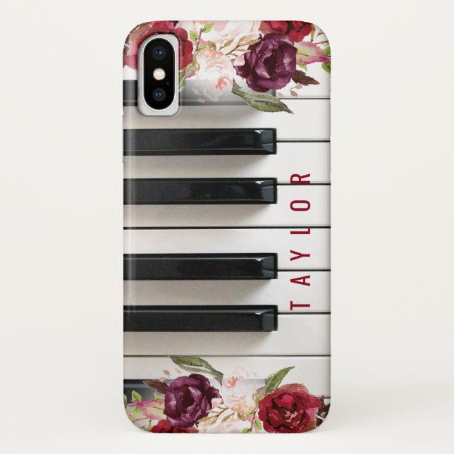 Funda De Case-Mate Para iPhone marsala flor pianista música de nombre personaliza (Reverso)