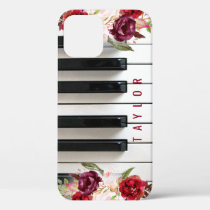 Funda Para iPhone 12 Pro marsala flor pianista música de nombre personaliza