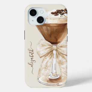 Funda Para iPhone 15 Martini de Espresso Elegante con Monograma