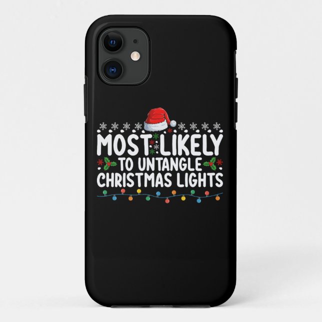 Funda De Case-Mate Para iPhone Más Probable De Desenredar Luces Navideñas Vacacio (Reverso)