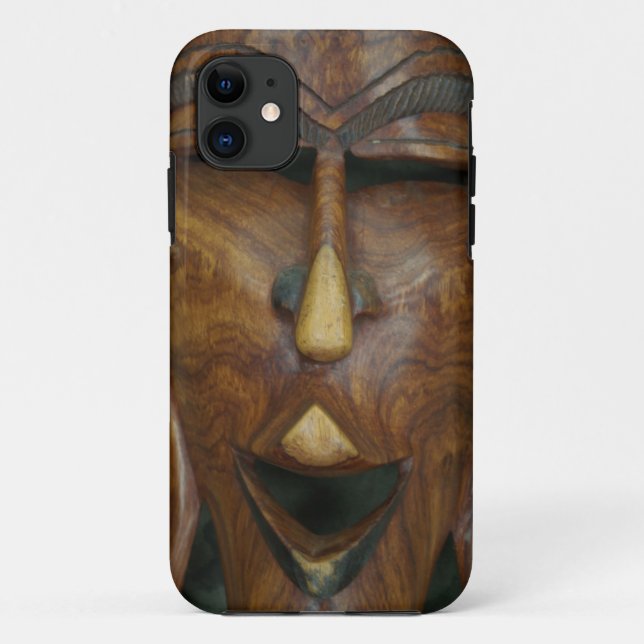 Funda De Case-Mate Para iPhone Máscara africana de madera (Reverso)