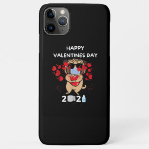 Funda Para iPhone 11 Pro Max Máscara de corazón de pug lindo feliz Día de San V