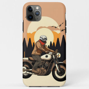Funda Para iPhone 11 Pro Max Máscara de cráneo sin miedo Motociclista montando