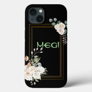 Funda Para iPhone 13 Máscara de flores negras