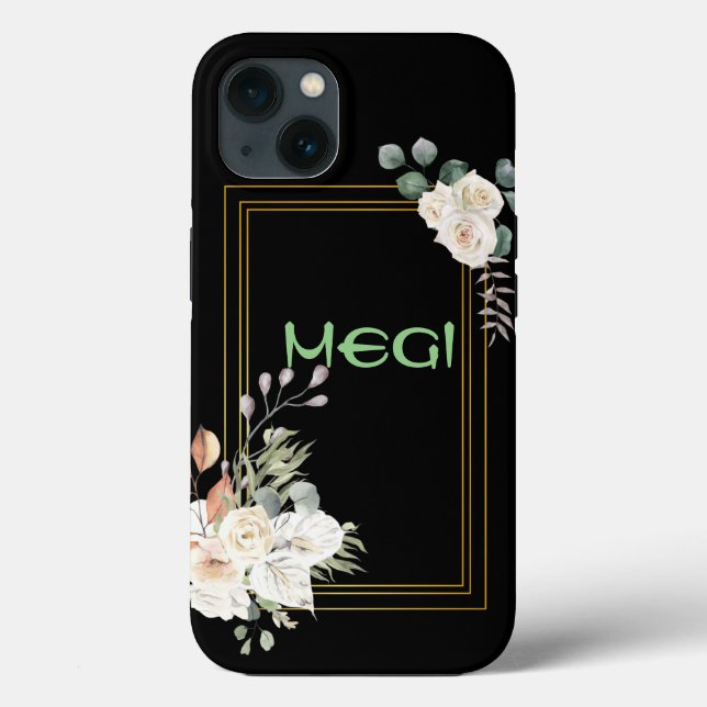 Funda De Case-Mate Para iPhone Máscara de flores negras (Reverso )