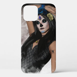 Funda Para iPhone 12 Pro Máscara oscura de Sugar Skull de Luna Llena y Ojos