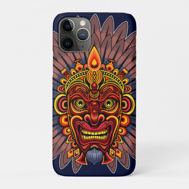 Funda De Case-Mate Para iPhone Máscara ritual del rey guerrero tribal (Reverso)