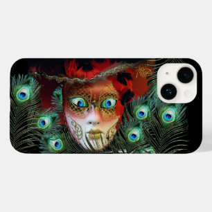 FUNDA PARA iPhone 14 DE Case-Mate MÁSCARA ROJA CON PUNTOS DE PELO FIESTA DE MASQUERA