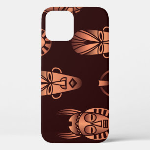Funda Para iPhone 12 Mascarillas étnicas africanas, fondo oscuro