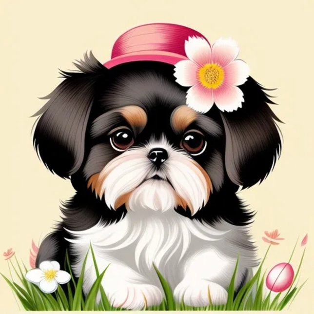 Funda De Case-Mate Para iPhone Mascota feliz (Cute Shih Tzu Easter Hat iPhone Case!)