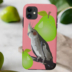 Funda Para iPhone 11 Mascota Guay de pájaro Cockatiel, verde rosa de fr