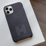 Funda Para iPhone 14 De Case-Mate Masculina Monograma negrita de cuero azul<br><div class="desc">Un diseño de monograma audaz</div>