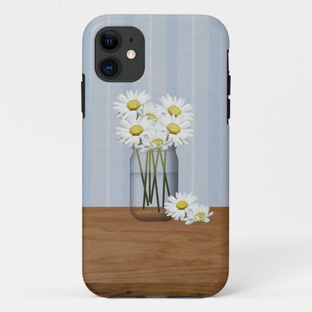 Funda De Case-Mate Para iPhone Mason Jar De Daisies (Reverso)