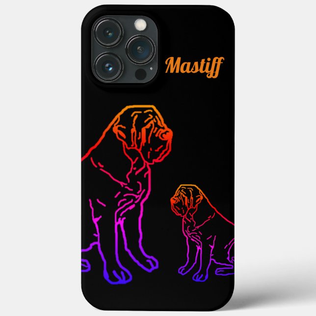 Funda De Case-Mate Para iPhone Mastiff englische Dogge Neon Comic Best Wishes (Reverso )