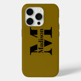 Funda Para iPhone 15 Pro Mate-Funda de monograma mínimo negro moderno