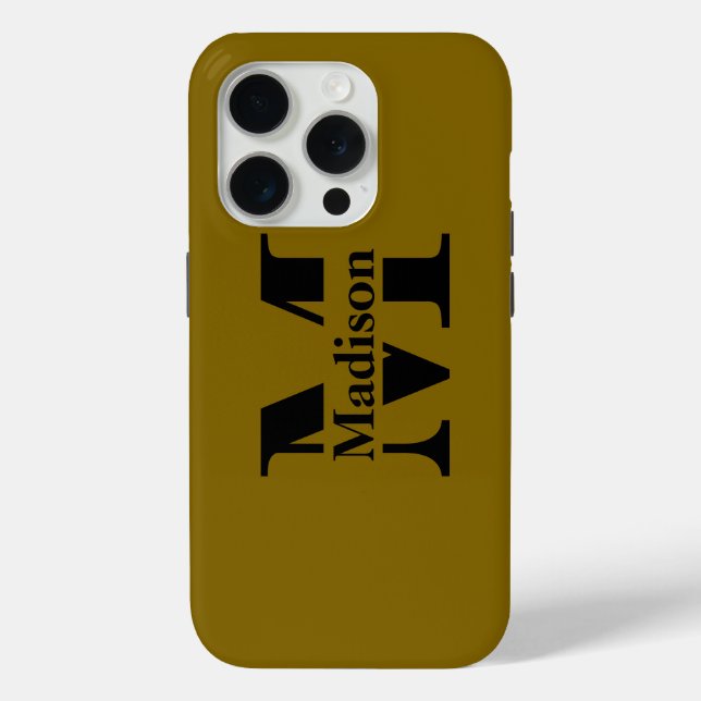 Funda De Case-Mate Para iPhone Mate-Funda de monograma mínimo negro moderno (Reverso )