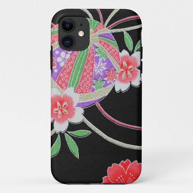 Funda De Case-Mate Para iPhone Materia textil japonesa del KIMONO, modelo del (Reverso)