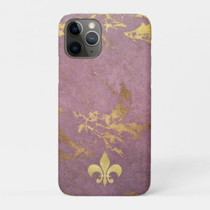 Funda Para iPhone 11 Pro Mauve dorado mármol con flores de lis