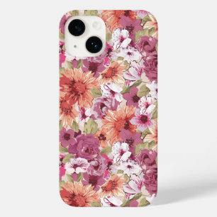Funda Para iPhone 14 De Case-Mate Mauve Peach Purple Floral Foliage
