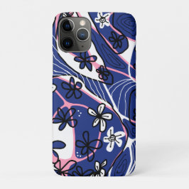 Funda Para iPhone 11 Pro Maximalist Floral Neuro Art - Blue Pink White 