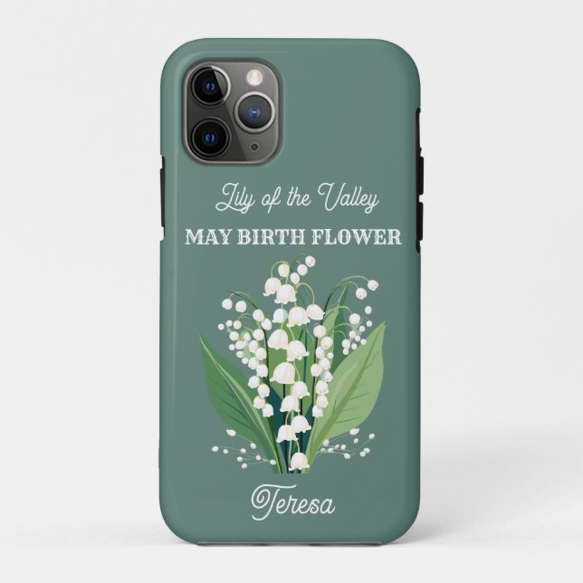 Funda De Case-Mate Para iPhone May Birth Flower Custom Name (Reverso)