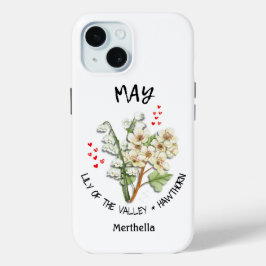 Funda Para iPhone 15 MAY Birth Month Flower Custom Name