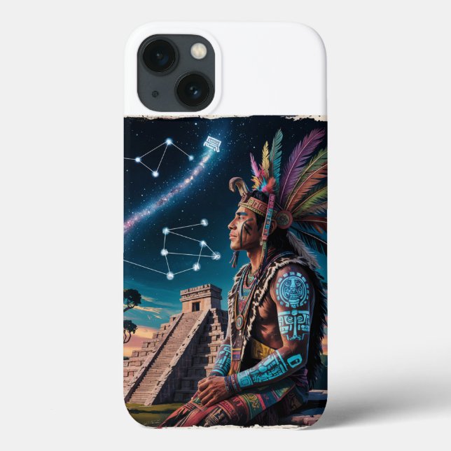 Funda De Case-Mate Para iPhone Mayan Shaman Stargazer | Calendario y glifos antig (Reverso)