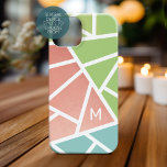 Funda Para iPhone 15 MCM de los pasteles de bloques de color modernos d<br><div class="desc">Un diseño moderno,  azul y blanco con un sencillo monograma. Rosa de coral y verde pastel con un diseño blanco con líneas geométricas.</div>