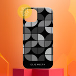 Funda Para iPhone 14 De Case-Mate MCM Geométrico Mod Circles Pattern - negro y gris<br><div class="desc">Un patrón moderno de mediados de siglo con círculos de veinticinco en un patrón fúnebre y retro. El diseño es minimalista, con un negro gris. Puede agregar su nombre en la parte inferior en una fuente simple y sans serif. Para los usuarios avanzados, puede cambiar cualquier color para que coincida...</div>