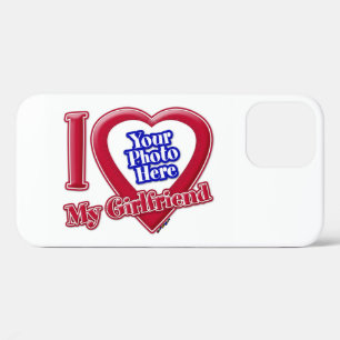 Funda Para iPhone 12 Me encanta la foto de mi novia, corazón rojo