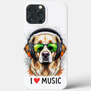 Funda Para iPhone 13 Pro Max Me encanta la música Golden RetrieveriPhone / estu