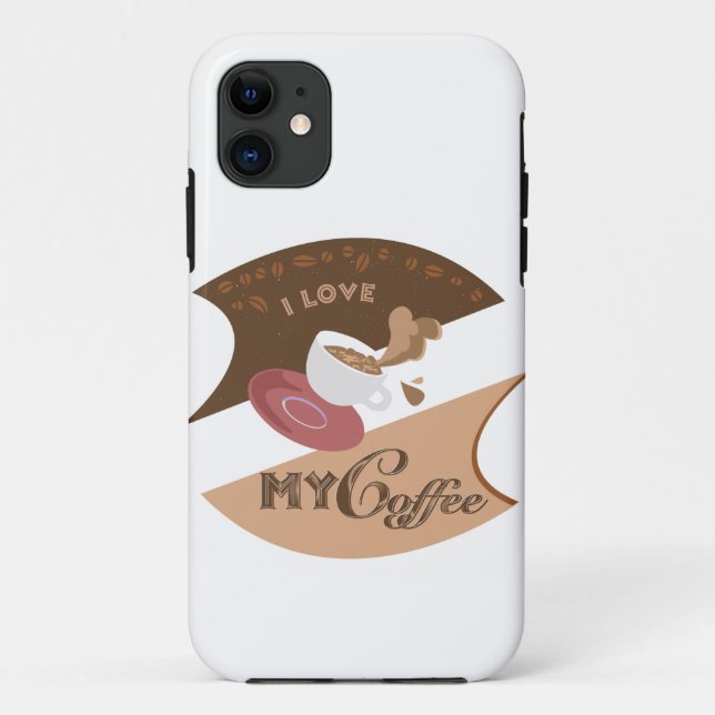 Funda De Case-Mate Para iPhone Me encanta mi café retro Java (Reverso)