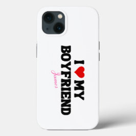 Funda Para iPhone 13 Me encanta mi novio Corazón Romántico Nombre Perso