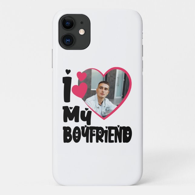 Funda De Case-Mate Para iPhone Me encanta mi novio, foto personalizada (Reverso)