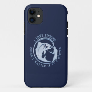 Funda Para iPhone 11 Me encanta pescar, no importa si es invierno.