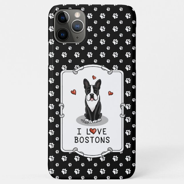 Funda De Case-Mate Para iPhone Me encantan los Bostons Boston Terriers (blanco y  (Reverso)