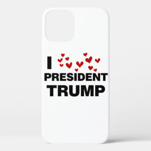 Funda Para iPhone 12 Me encantan los corazones del presidente Trump