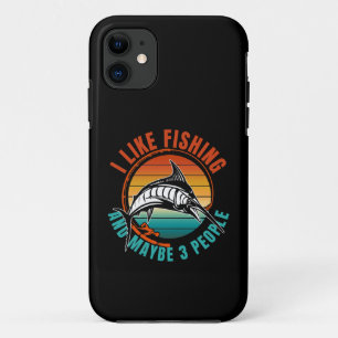 Funda Para iPhone 11 me gusta la pesca y quizás 3 personas vintage