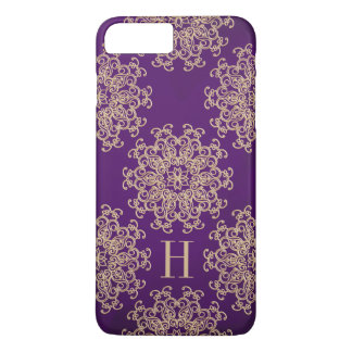 Funda Para iPhone 8 Plus/7 Plus Medallón monogramo púrpura y oro exótico