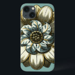 Funda Para iPhone 13 Medallón Ornate Floral sobre fondo azul claro<br><div class="desc">Un fondo azul claro es el acento de este pintado de medallón floral de Vision Studio. Las capas de hojas multiplican la belleza de la flor,  dándole una calidad muy parecida a la de la vida. ¡Compra hoy y deja que florezca en tu casa!</div>