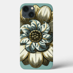 Funda Para iPhone 13 Medallón Ornate Floral sobre fondo azul claro